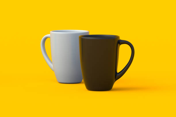 istock Two coffee mugs. Tea cups. Dishes for hot drinks. Ceramic tableware for a restaurant. Kitchen accessories. 3d rendering 1942615928
