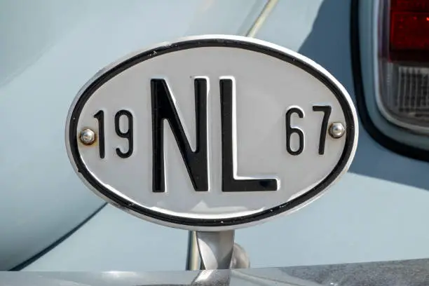 Oval metal badge of Volkswagen Beetle, NL 1967, Netherlands