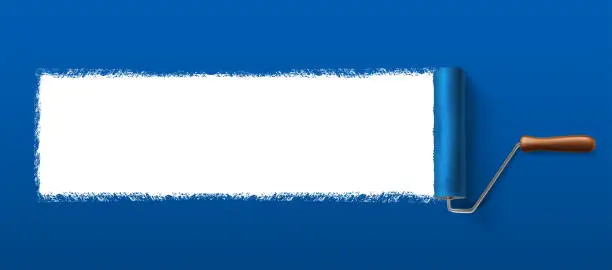 Vector illustration of Vector design banner with blue paint ruler and copy space for your text.