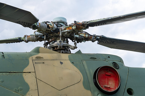 old, Soviet-made, camouflage, Mi-24, military helicopter, propeller