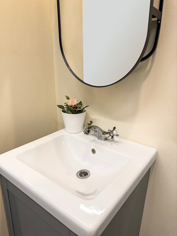 Modern bathroom with vanity cabinet