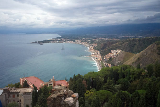 Looking down on the Sicilian coastline