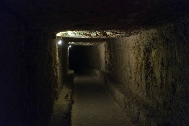 Underground shelter tunnels in Ortigia, Siracusa, Sicily stock photo