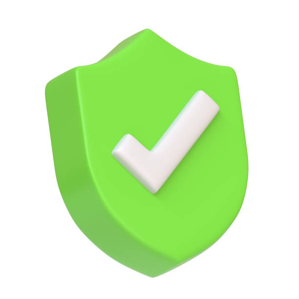 istock Green Outline Shield Shape with Tick Symbol isolated on white background 1942763931
