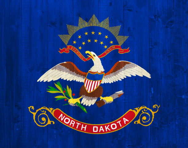 флаг штата северная дакота сша на фактурном фоне. концептуальный коллаж. - north dakota flag us state flag north dakota flag стоковые фото и изображения