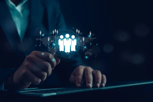 istock Businessman showcases online recruitment and modern technology to make human resources systems easier human resources, employees, employment, management, technology, human business, leadership concept 1942768715