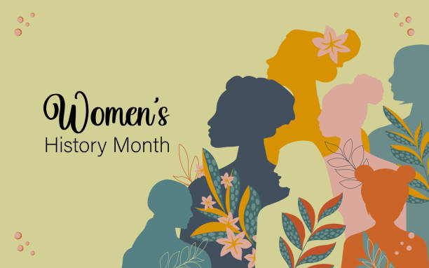 women's history month. women of different ages, nationalities and religions come together. vector. - historisch stock-grafiken, -clipart, -cartoons und -symbole