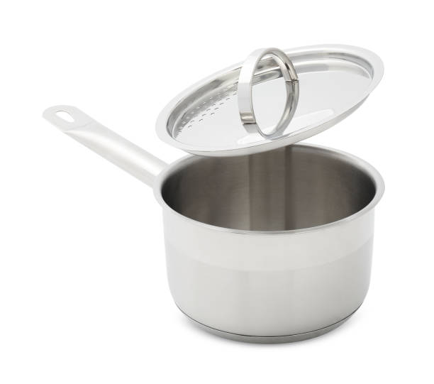 istock One steel saucepan with strainer lid isolated on white 1942816332