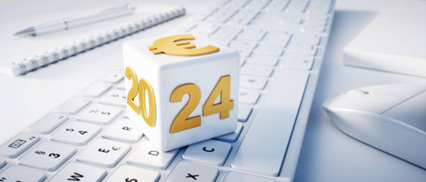 istock White cube with  golden 2024 and Euro symbol 1942820082