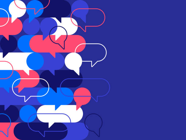 stockillustraties, clipart, cartoons en iconen met speech bubble talking chatting quote communication abstract background frame - samenwerking