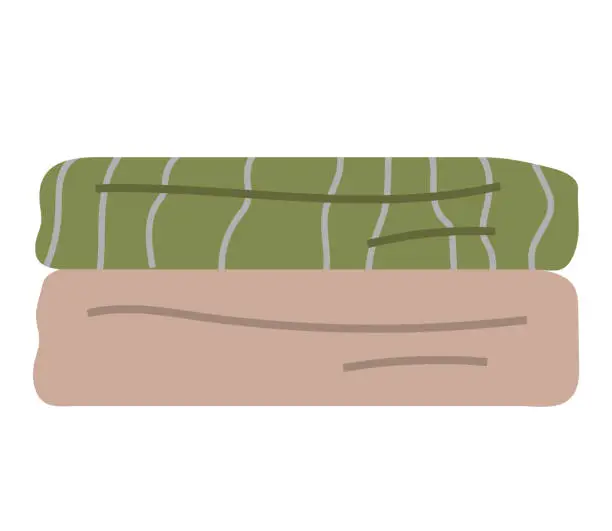 Vector illustration of Stack of folded textile, fabric or napkins. Bathroom linen pile, towels, cotton cloth, laundry