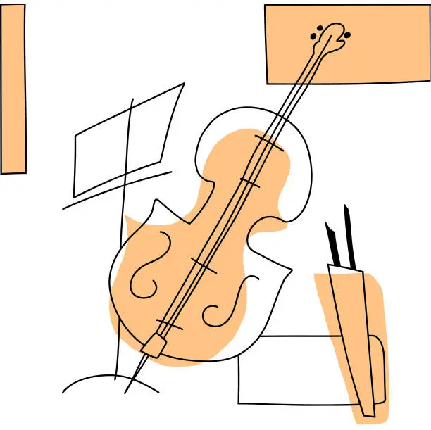 Vector illustration of Vector illustration double bass with a bow.