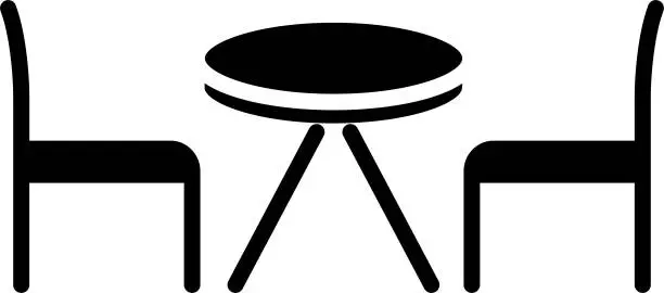 Vector illustration of Table and Chair solid and glyph vector illustration