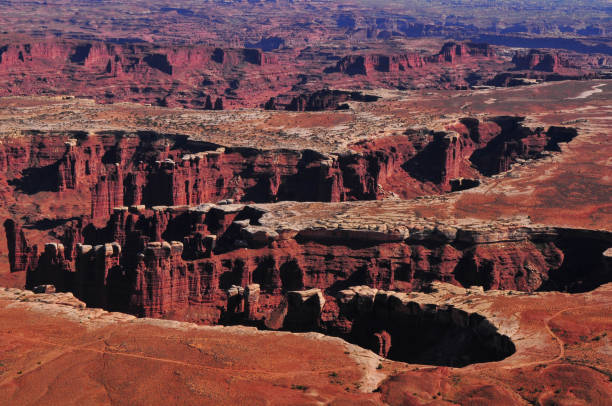Detail of the White Rim from Grandview Point, Island in the Sky, Canyonlands National Park, Moab, Utah, Southwest USA.
