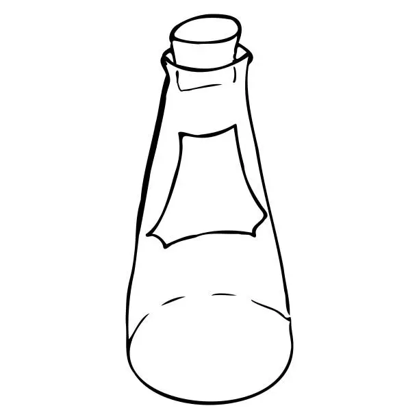 Vector illustration of bottle with stopper vector for liquid black doodle