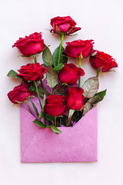 istock roses are arranged in an envelope on the table with it 1942985149
