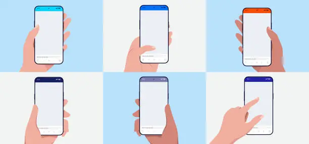 Vector illustration of Mobile phone in hand mockups