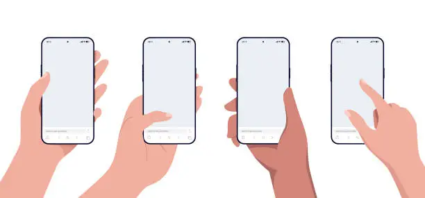 Vector illustration of Phone in hand mockup collection