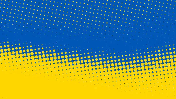 Vector illustration of Blue and yellow background with halftone effect. Vector pattern