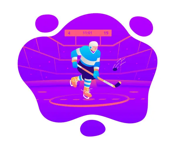 Vector illustration of Puck Mastery, Vector Illustration of Intense Hockey Action