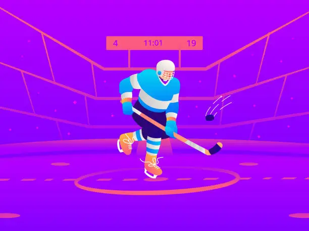 Vector illustration of Puck Mastery, Vector Illustration of Intense Hockey Action