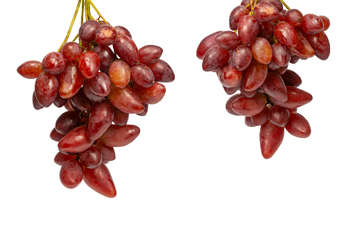 Fresh white grapes and Black grapes isolated on white.