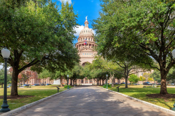 The Texas State Capitol Building at sunset in Austin, Texas, USA.
