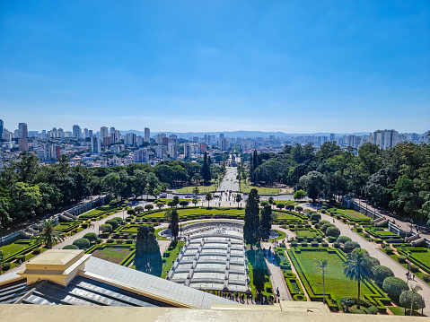 Sao Paulo, SP, Brazil - June 09, 2023: rooftop view of the Ipiranga museum at the Independence Park. Tourist destination and historical of Sao Paulo city.