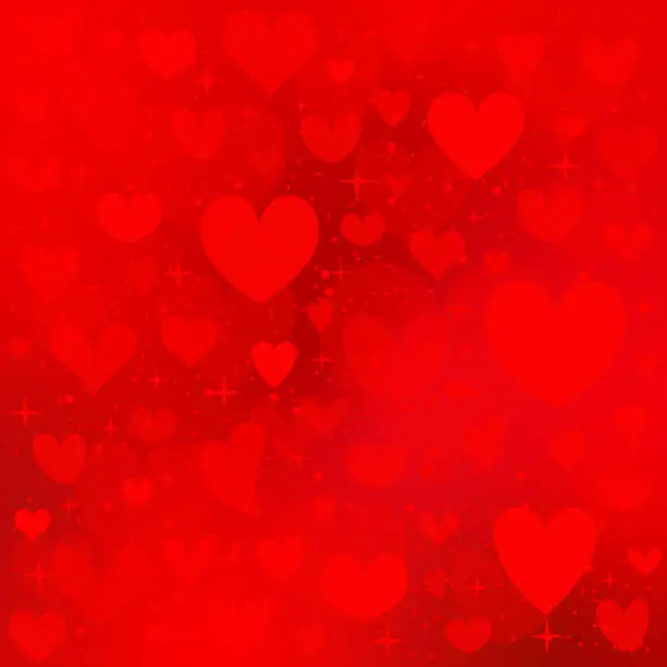 Vector illustration of Valentine's Day background with red heart shapes and stars. Love wallpaper for Mother's Day and Valentine's Day illustration.