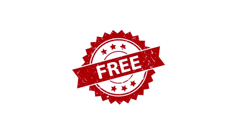 Free - Stamp, Imprint, Seal Template. Round Rubber Stamp with Text Animation. Simple Motion Graphics. 4K High Definition Video. Isolated on White Background