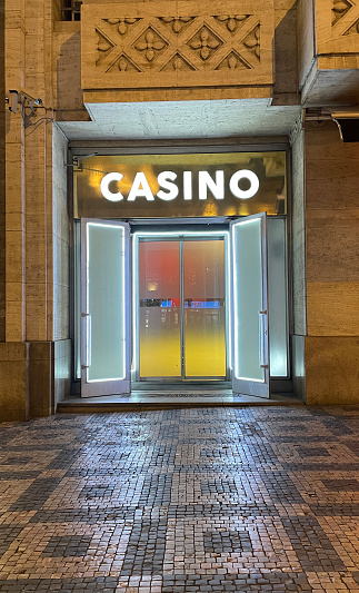 Prague, Czech Republic - January 16, 2024: Casino located on Wenceslas Square.