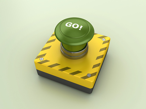 GO! Push Button - Color Background - 3D Rendering