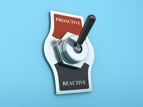 PROACTIVE REACTIVE Toggle Switch - Color Background - 3D Rendering