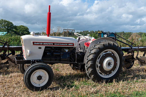 Drayton.Somerset.United kingdom.August 19th 2023.A restored David Brown Selectamatic 880 is on show at a Yesterdays Farming event