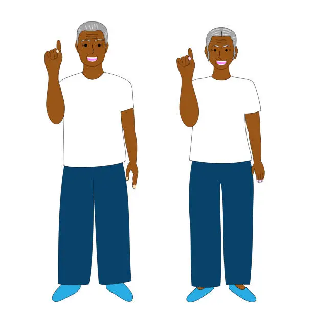 Vector illustration of A black grandfather and grandmother.