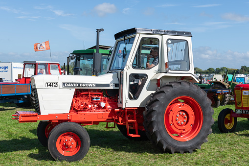 Drayton.Somerset.United kingdom.August 19th 2023.A restored David Brown 1412 from 1979 is on show at a Yesterdays Farming event