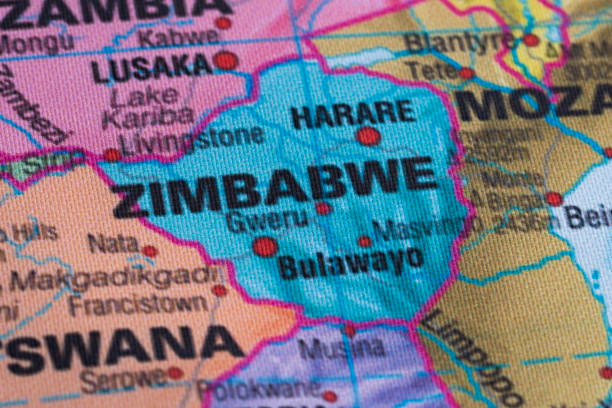 istock Map view of Zimbabwe on a geographical globe. 1943404241