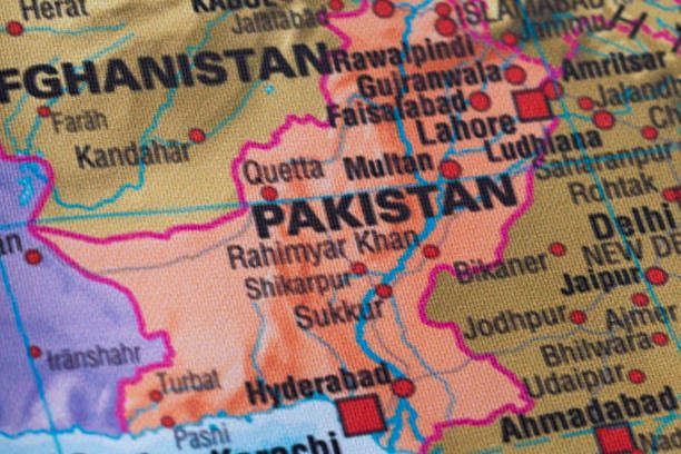 istock Map view of Pakistan on a geographical globe. 1943406328