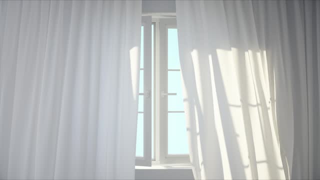 Bright Sunny Window Room With Curtains
