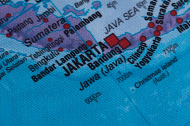 istock Map view of Jakarta on a geographical globe. 1943412020