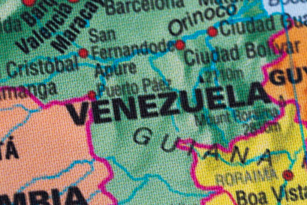 istock Map view of Venezuela on a geographical globe. 1943412078