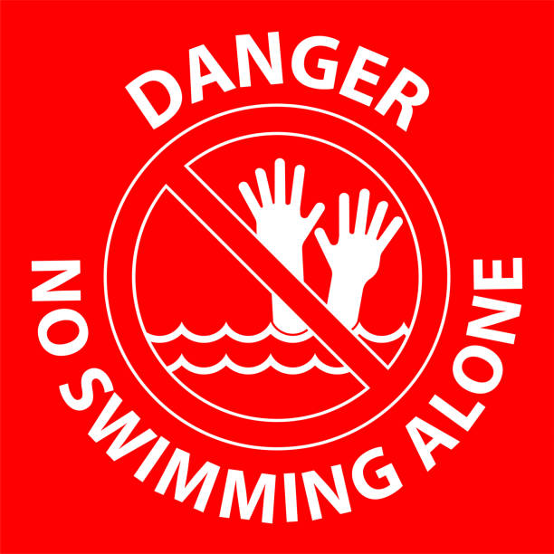 Pool Safety Sign Danger, No Swimming Alone Pool Safety Sign Danger, No Swimming Alone little grebe (tachybaptus ruficollis) stock illustrations