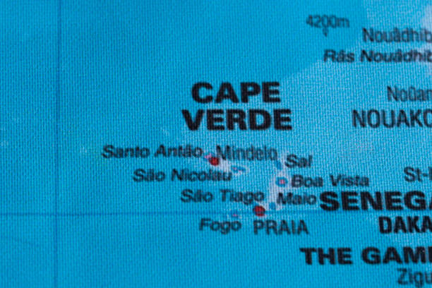 Map view of Cape Verde on a geographical globe.