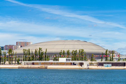 Lisbon, Portugal- Aug 15, 2023: Altice Arena is a multi-purpose indoor arena in Lisbon, Portugal. The arena is among the largest indoor arenas in Europe with a capacity of 20,000 people.
