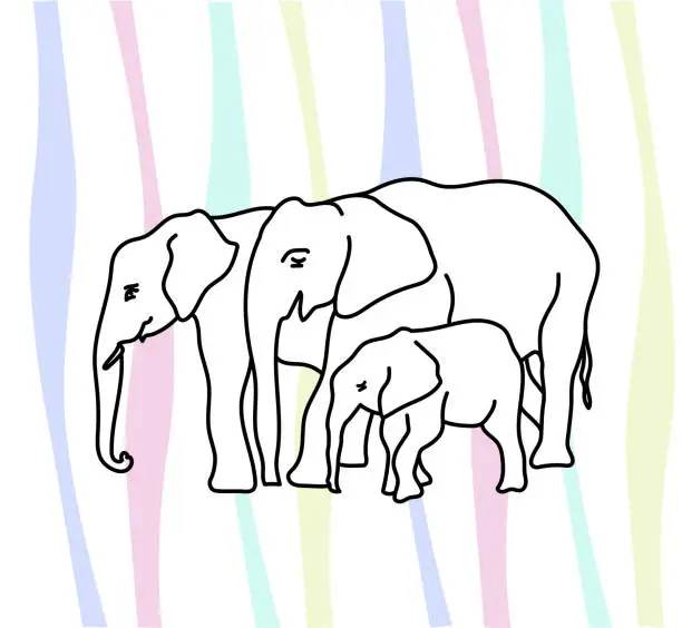 Vector illustration of Elephant Family Stripes