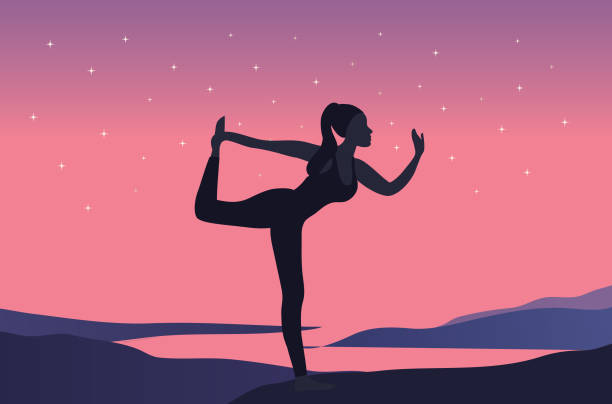 istock Beautiful woman doing yoga exercise on the beach vector illustration. Health lifestyle workout concept 1943671842