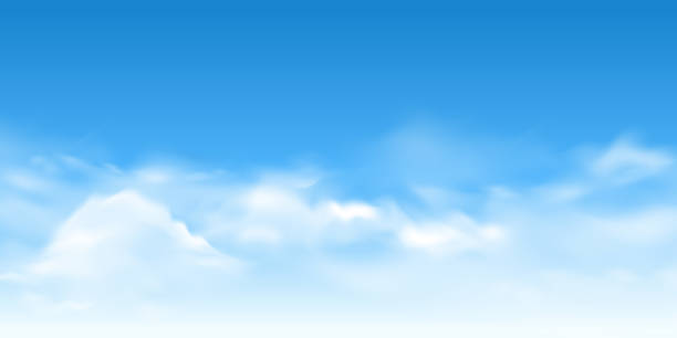 realistic white cloud background design realistic white cloud background design, empty blue sky illustration template vector sky stock illustrations