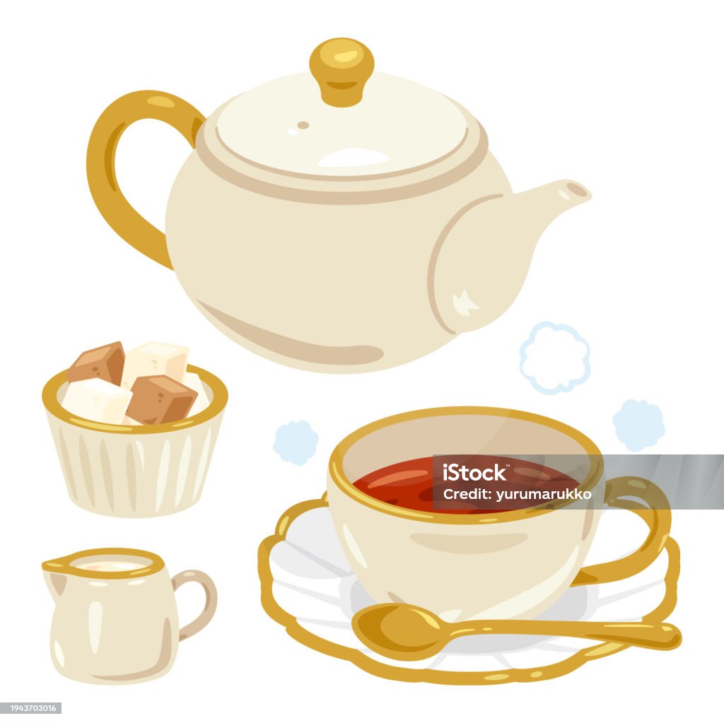 Hot Tea Graphics Cup With Hot Tea Set Stock Illustration - Download Image Now ...