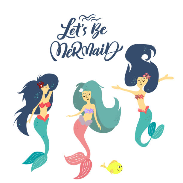 istock Mermaids vector illustration. Cartoon set of mermaids. Under the water 1943706845