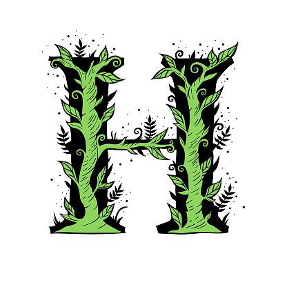 letters made of bent tree branches vector illustration